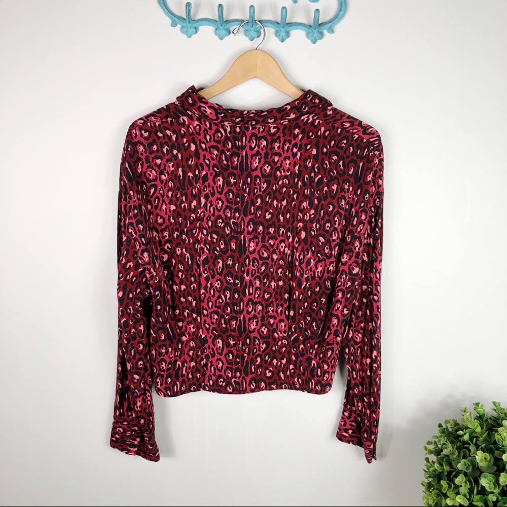Zara Animal Print Cropped Button Down - Picture 4 of 4